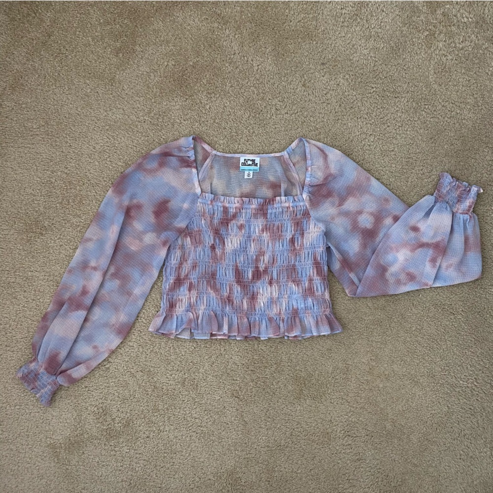 Target Future Collective Medium Blue Purple Dye Blouse - Picture 2 of 6